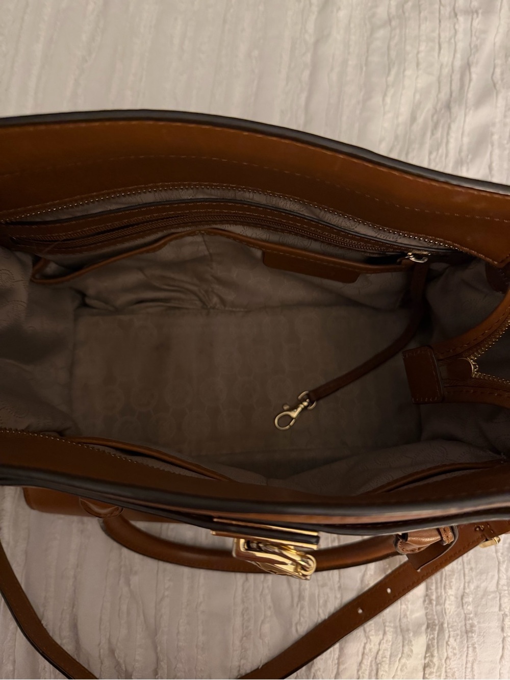 Michael Kors Cognac Leather Satchel with Gold Tone Hardware - Picture 4 of 8